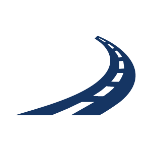 Minimalistisches FIZ-Logo-Detail mit blauer Straße als Symbol für den Bereich Straßenverkehr